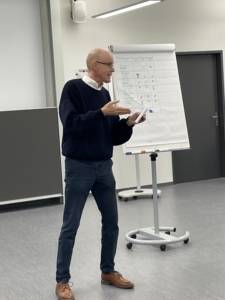 Thomas Skipwith am Flip Chart während der Wirschaftswoche in Zofingen